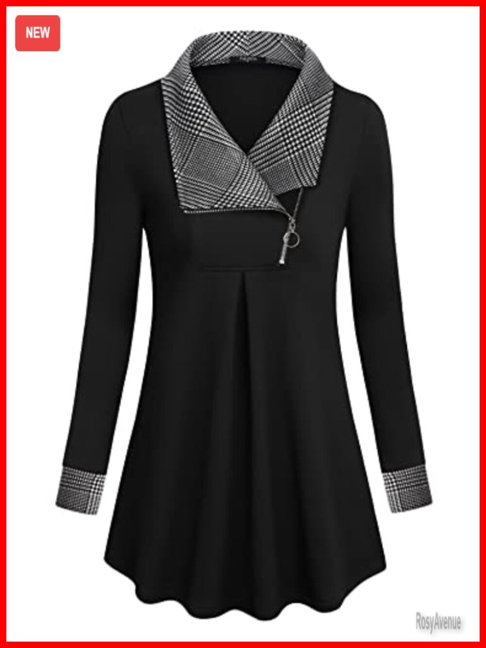 Women's Casual Swing Sweatshirt Long Sleeve Zipper Lapel Tunic Pullover